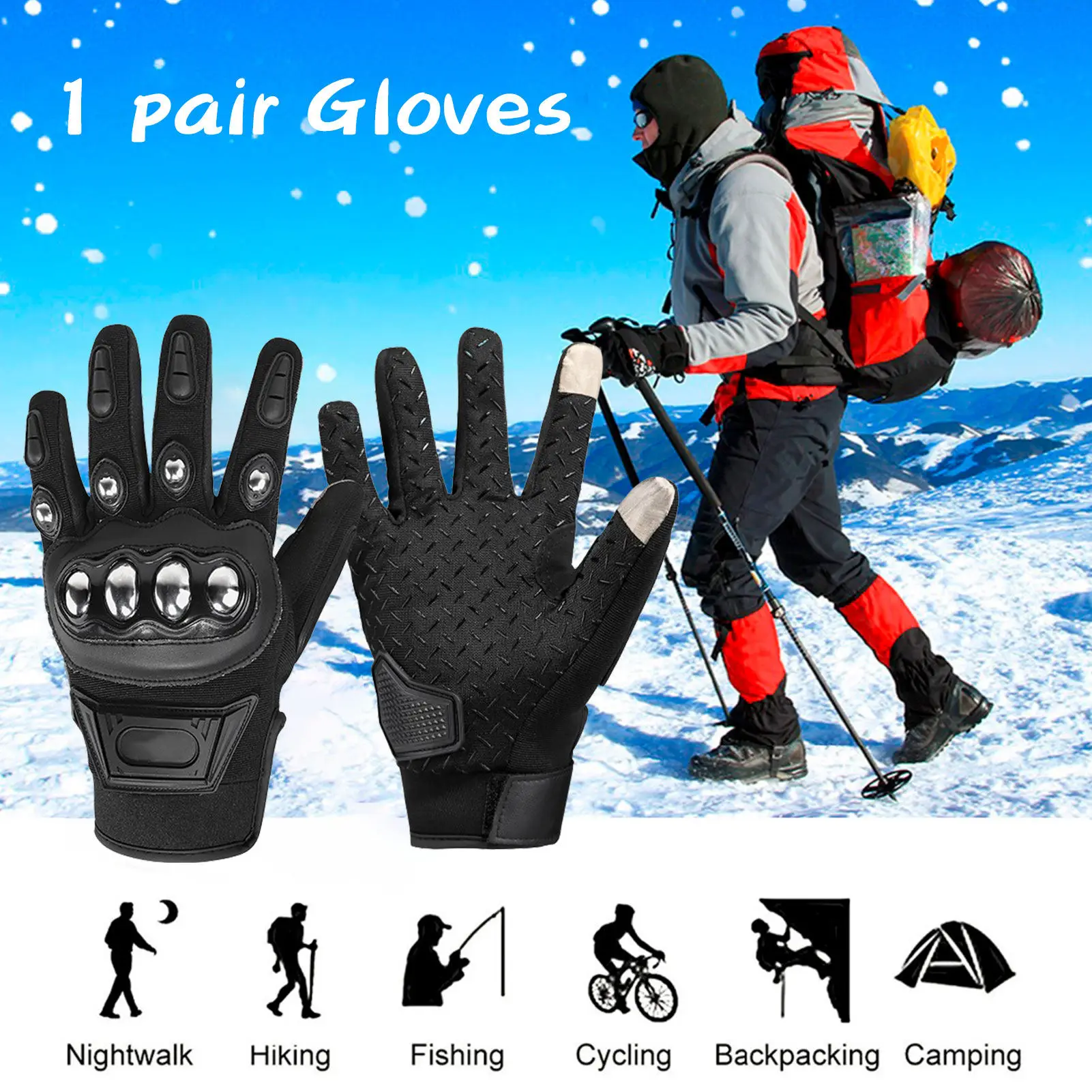 

Touchscreen Riding Gloves Riding Gloves Motorcycle Mens Anti-Slip Combat Gloves Winter Motorcycle Gloves For Driving Climbing