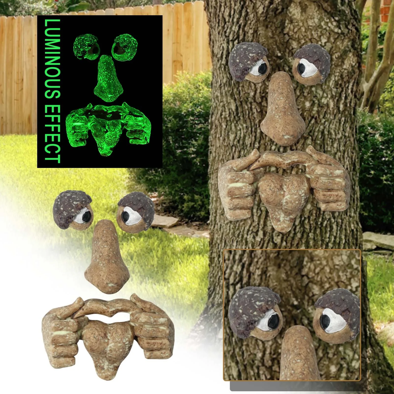 

Bark Ghost Face Facial Features Decoration Easter Outdoor Creative Props Garden Decoration Outdoor Easter Jardineria Decoracion