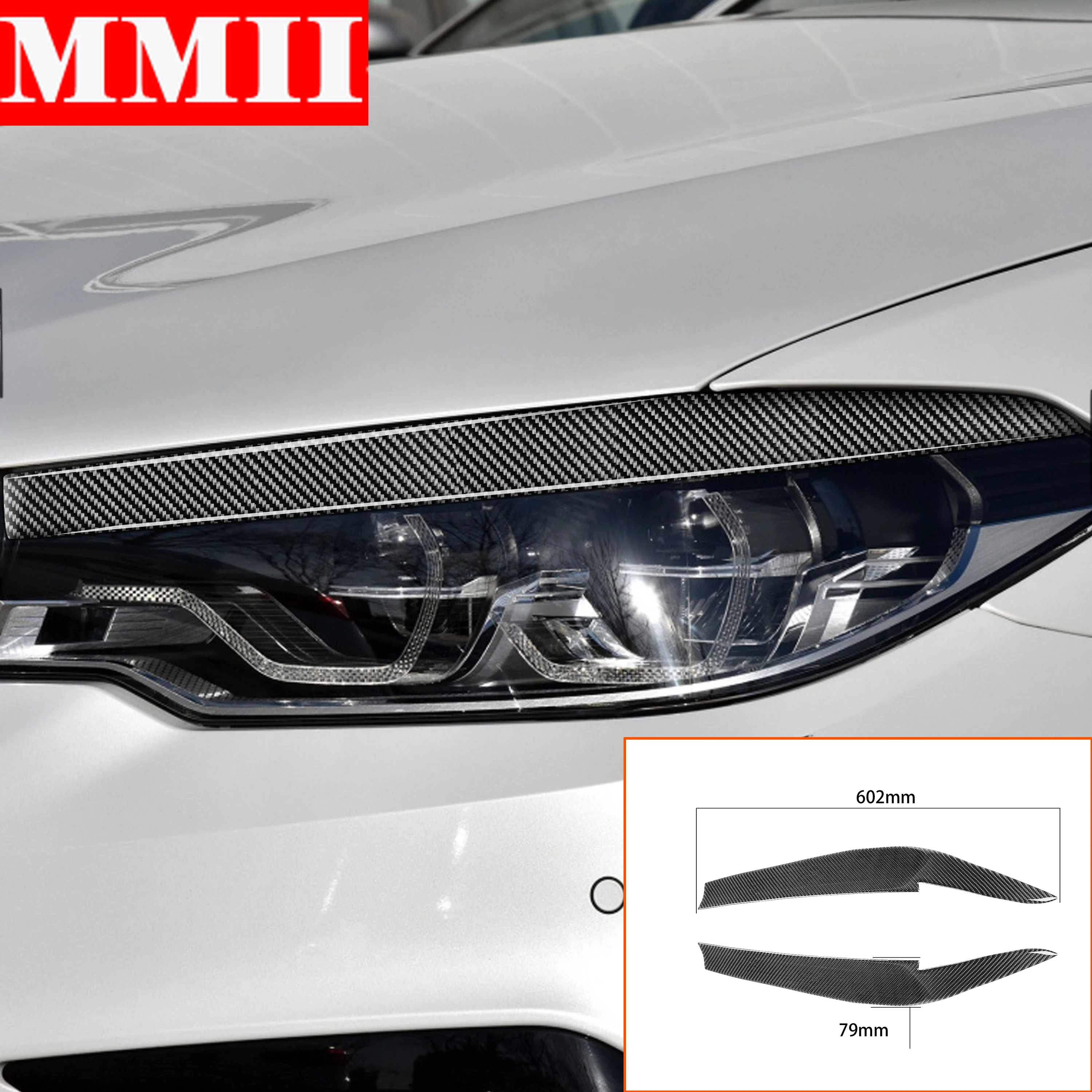 Car Accessories For BMW 5 Series G30 G38 2018 Carbon Front Headlight Eyebrows Eye Lids Protection Cover Headlamp Refit Sticker
