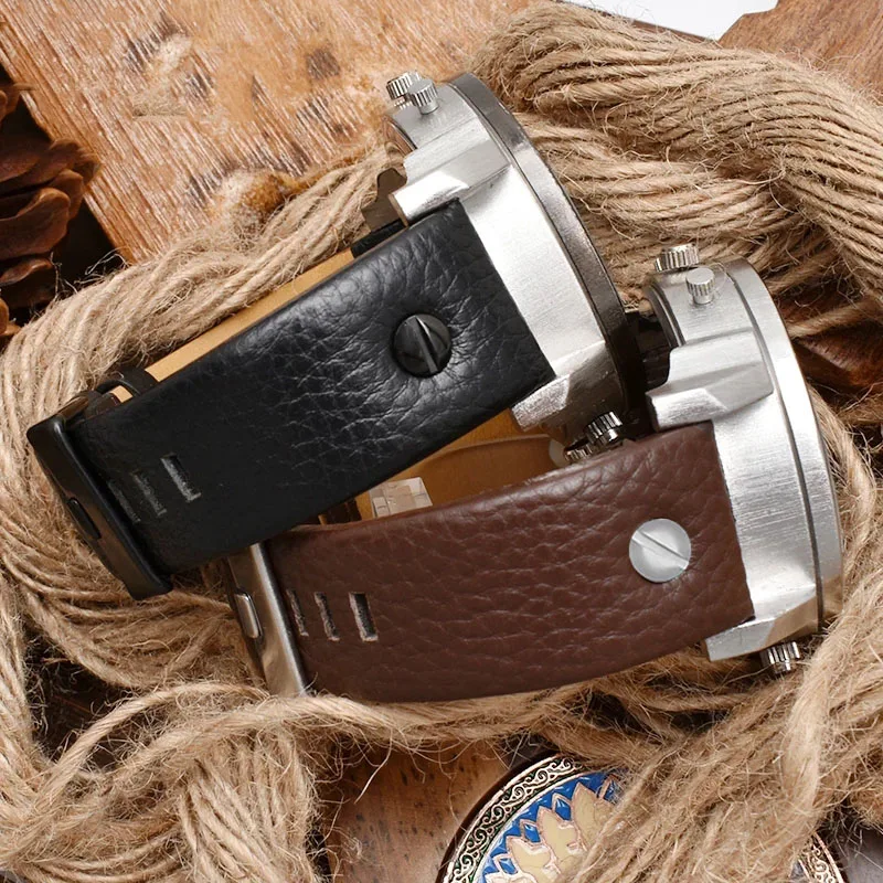 For Diesel High Quality Leather Watch Band DZ7257 1657 4323 7314 7313 7371 Straps 22 24 26 27 28 30mm Black Brown White