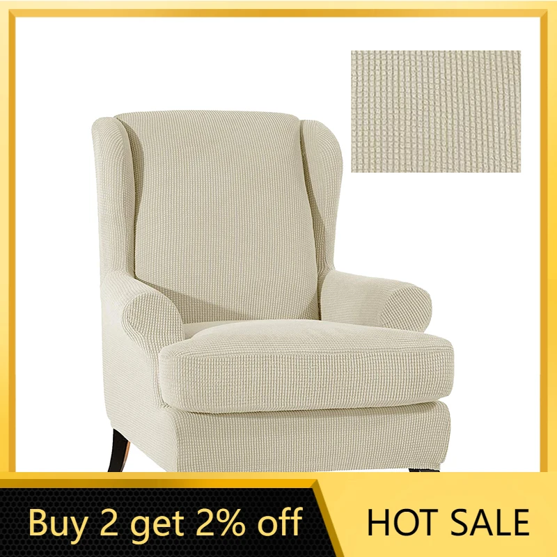 

Thick Fleece Elastic Armchair Cover Wing Back Accent Chair Slipcover Stretch Protector for Wingback Chair Cover with Armrests