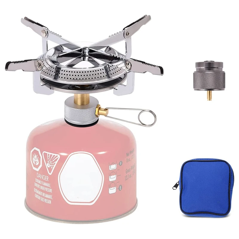 

Portable Camping Stove Backpacking Stove Burner,Small Propane Camping Stove-Includes Fuel Canister Adapter
