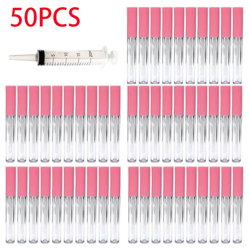 10/50 PCS 2.5ML Empty Lip Gloss Tube Cosmetic Mini Lip Gloss Containers Brush Tip Applicator Wand for Lip Refillable Makeup DRAM
