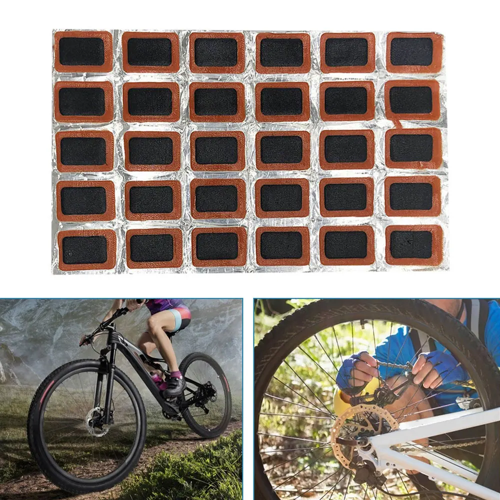 

48pcs 25mm Square/Round Bike Tire Patch Bicycle Tyre Tube Puncture Repair Rubber Patches Set Inner Tube Repair Tool