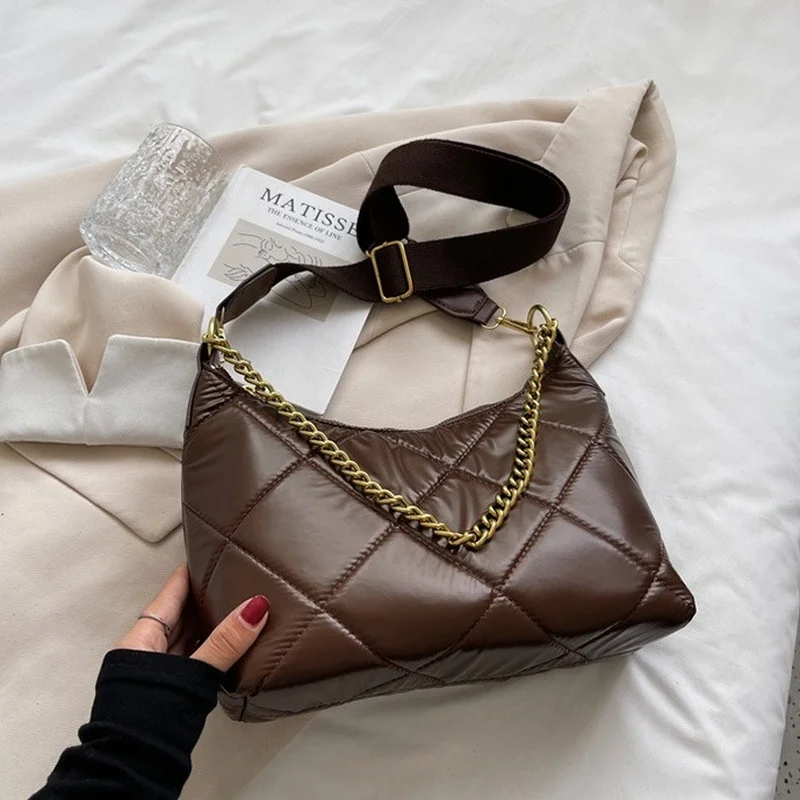 

Diamond Lattice Soft PU Leather Crossbody Bags For Women 2021 Sewing Thread Luxury Chain Shoulder Bag Ladies Purses and Handbags