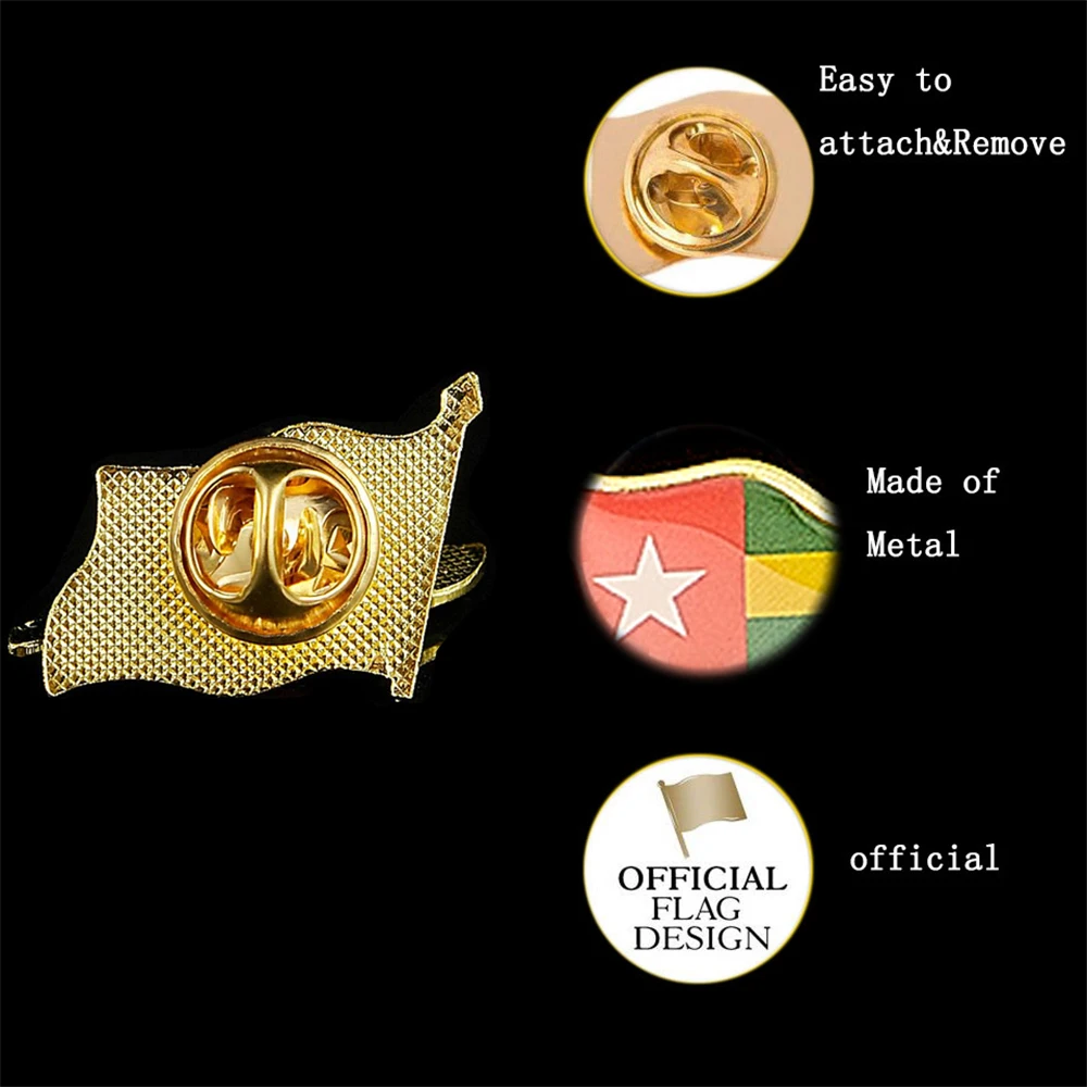 Позолоченная брошь с эпоксидным флагом Республики того африканской страны