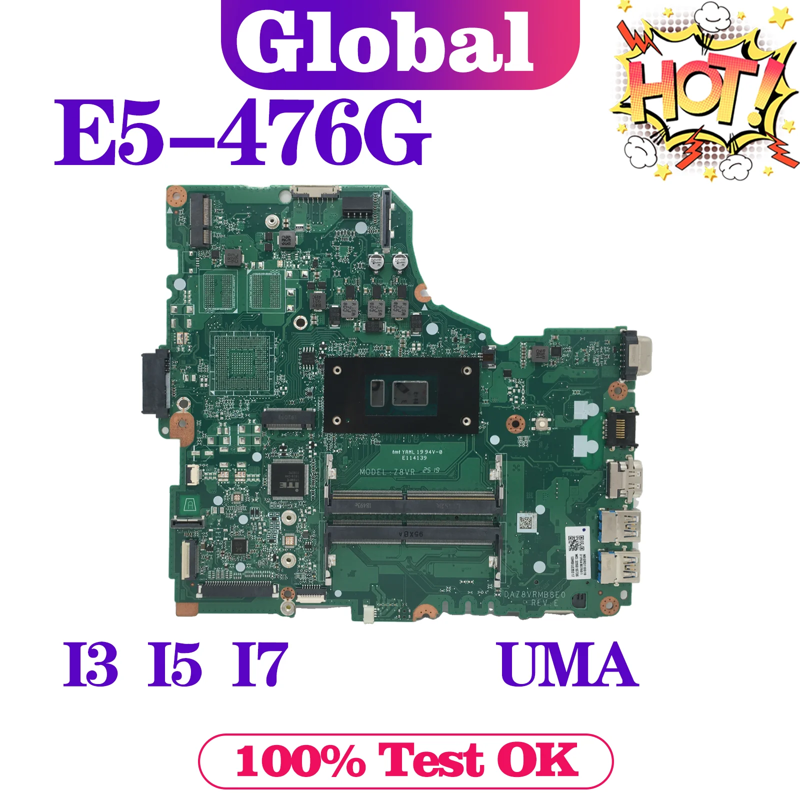 Материнская плата KEFU DAZ8VRMB8E0 для Acer Aspire E5-476G E5-476 P249-G3-M материнская ноутбука с i3 i5 i7