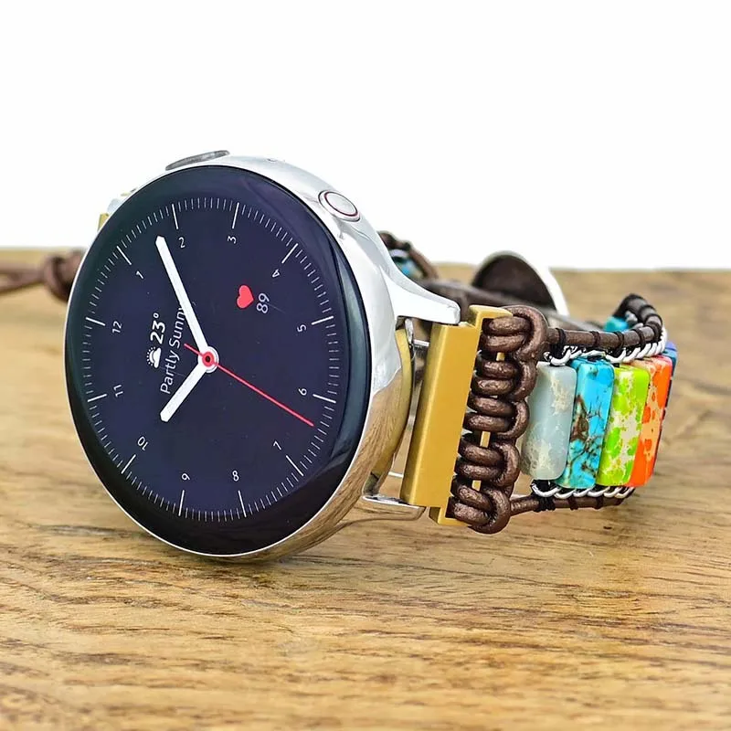 

For Samsung Galaxy Watch 4 Strap for Amazfit GTR Band for Huawei Watch Bracelet Bohemia Vintage Colorful Stone Watchband Women