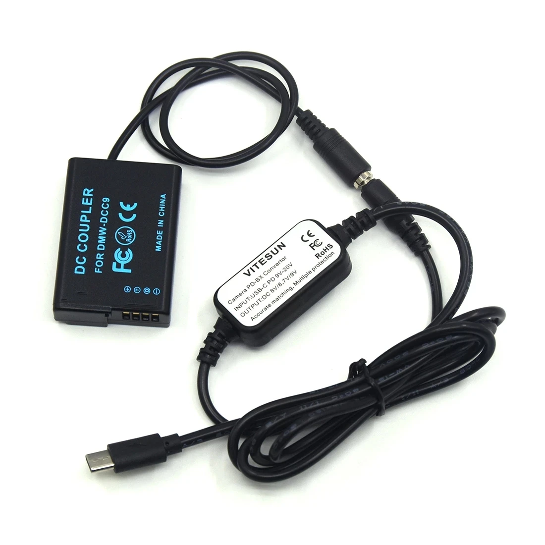 

DMW-DCC9 DMW-BLD10 Dummy Battery USB Type C USB-PD Converter To DC Cable For lumix DMC-GX1 DMC GF2 G3 G3K G3R G3T G3W G3EGK