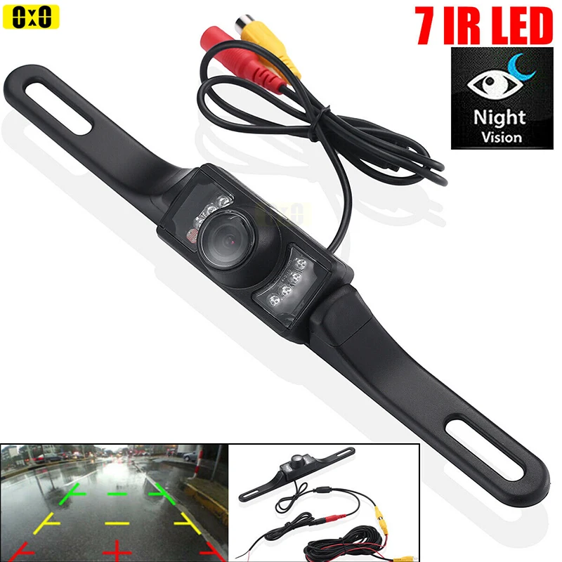 

Car License Plate Frame Reverse Camera Rear View Backup Camera Parking Camera Waterproof CMOS 7 IR LED