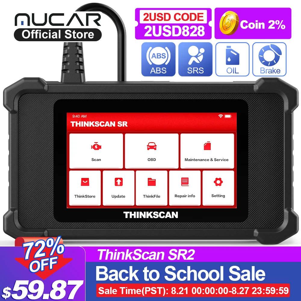 Сканер Thinkcar Thinkscan SR2 SR4 SR6 OBD2 для диагностики автомобиля, система ABS/SRS, считыватель кода автомобиля, автомобильный сканер