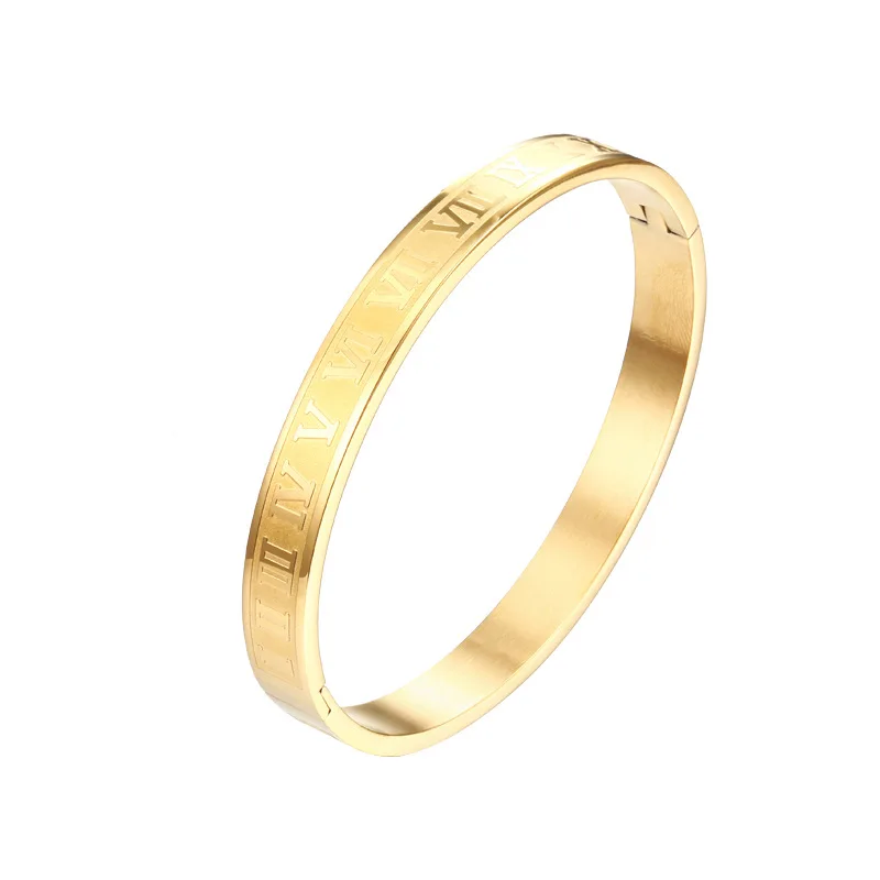 

Men's Bangle Roman Numerals Stainless Steel Bangles Men's Creative Personality Charm Cuff Bracelet Wristband Jewelry