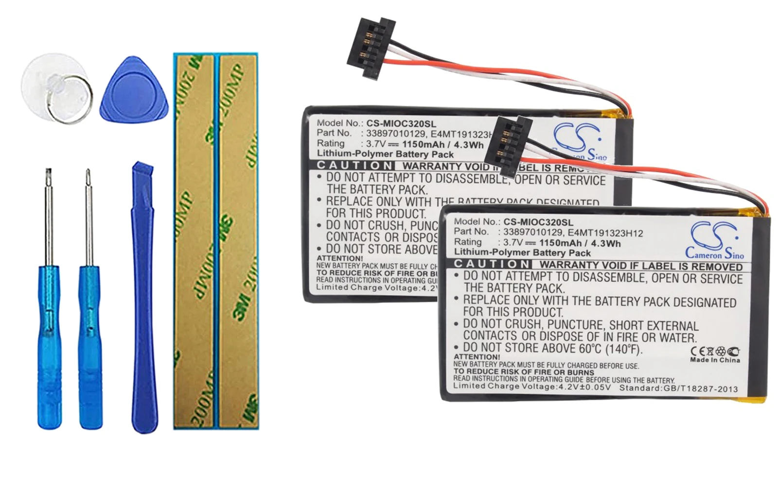 

2pack 1150mA Battery for Mitac Mio C800, Mio C810 33897010129, BP-LX1320/11-B0001 SN, E4MT191323H12