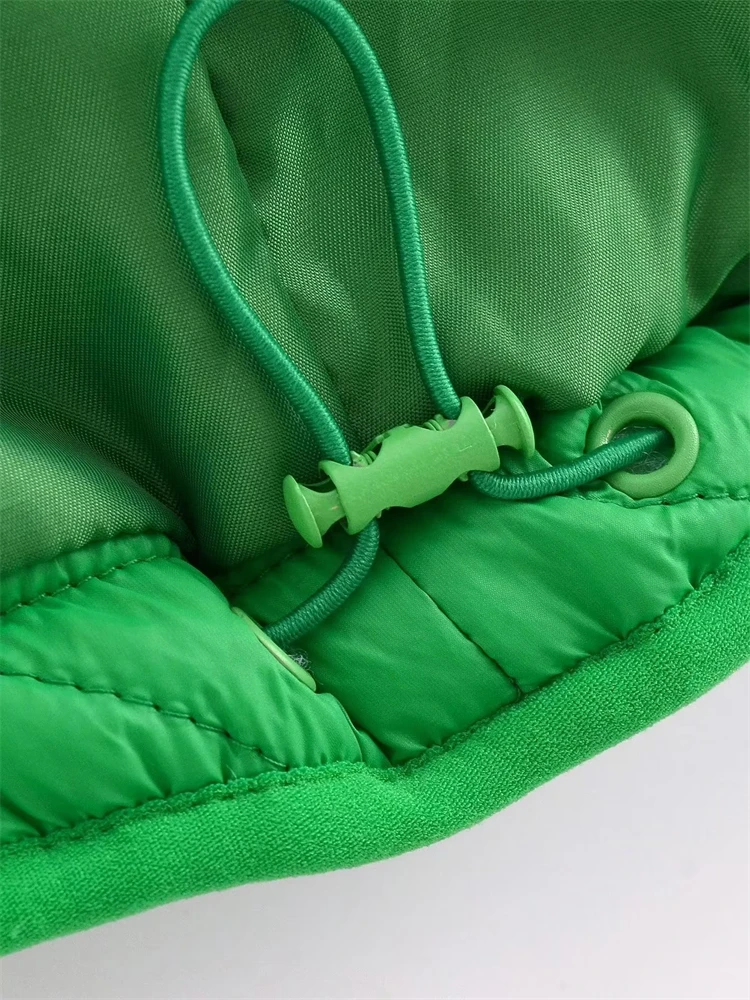KEYANKETIAN women's hooded quilted jacket Fall/Winter fashion Green short casual jacket Mujer thin zip-up jacket