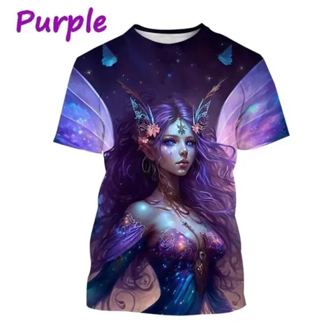 Hot Selling New Fairy 3D Printed T-shirt Forest Elf Round Neck Short Sleeve Magic Elf Fashion Casual Top for Men and Women