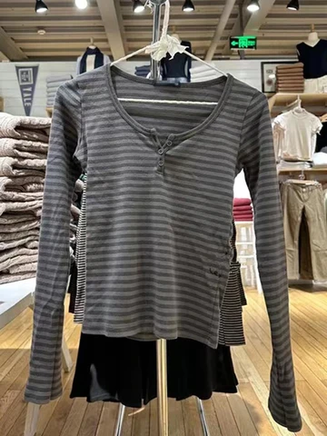 Женские розовые полосатые футболки из хлопка Y2K