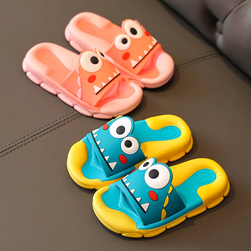 

Cartoon Crocodile Children Slippers Open Toe Non-Slip Home Bathroom Shoes Baby Kids Slippers Summer Soft Sole Flats Shoes Boy