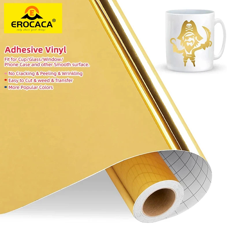 EROCACA 12"X3ft/30x100cm Mirror Metalic Adhesive Vinyl Roll Permanent Sticker Film Vinyl for Cricut Maker Glass Wall Decoration
