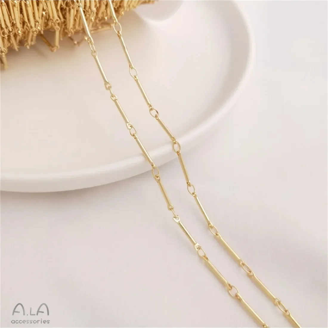 14-каратное золотого цвета круглая цепочка тонкая сплющенная браслет ручной