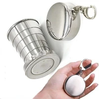 outdoor cup stainless steel portable travel mug telescopic folding cup with key ring folding water cup