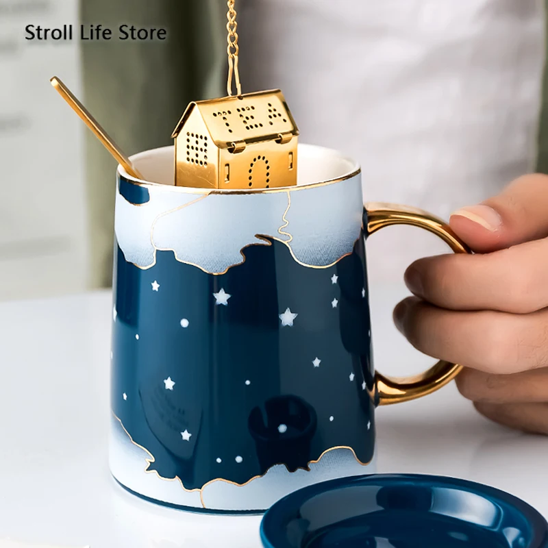 

Nordic Ceramic Water Mug Coffee Cup Spoon Christmas Tea Mugs Kubek Ceramiczny Birthday Gift Box