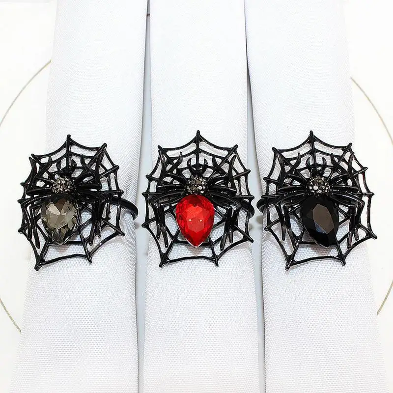 

Украшение на Хэллоуин, искусственный паук, держатели для салфеток, кольца, декоративные украшения для салфеток, украшение для стола