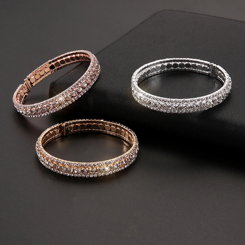 Роскошный модный эластичный браслет с кристаллами женский блестками модные