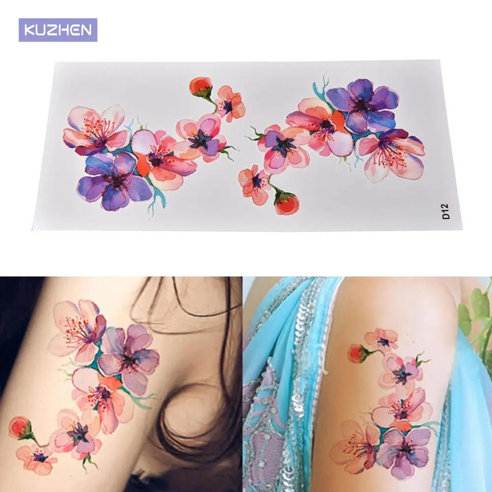 

Watercolor Orchid Arm Temporary Tattoo Sticker DIY Waterproof Temporary Fake Tattoo Sticker For Women High Quality