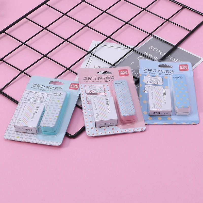 

1 Set Manual Mini Stapler 3 Color Staplers Set Stationery School Office Supplies