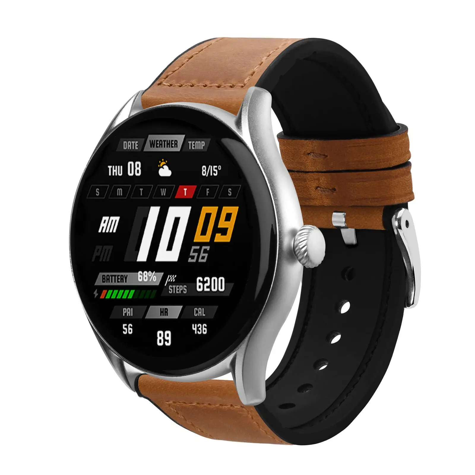 Anbeer Genuine Leather Silicone Watchstrap 20mm 22mm Watchband Bracelet Replacement Watch Straps For Men Stainless Steel Buckle