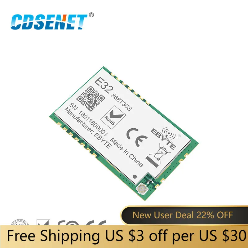 SX1278 868MHz 915MHz 1W SMD Wireless Transceiver CDSENET E32-900T30S SMD Stamp Hole SX1276 Long Range Transmitter and Receiver