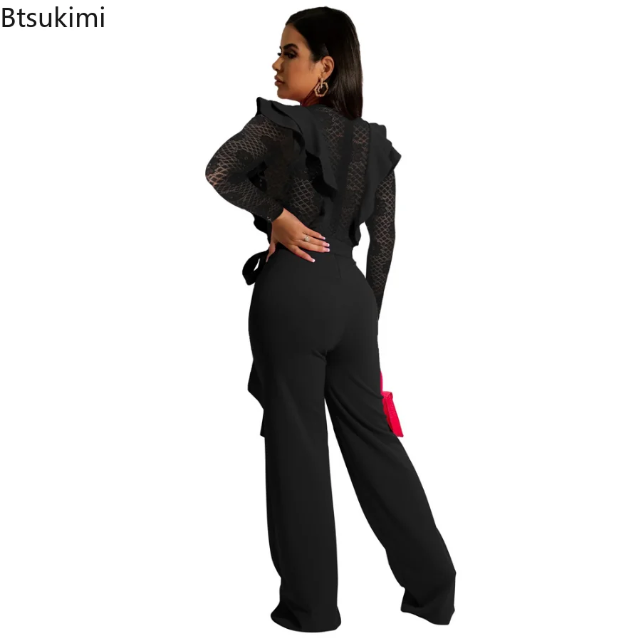 Женский комбинезон New2023 из кружева с длинными рукавами, черный, готический стиль Y2K, сексуальный, с высоким воротником, красный, облегающий, для спорта, на лето, для клуба, топ с открытым телом.