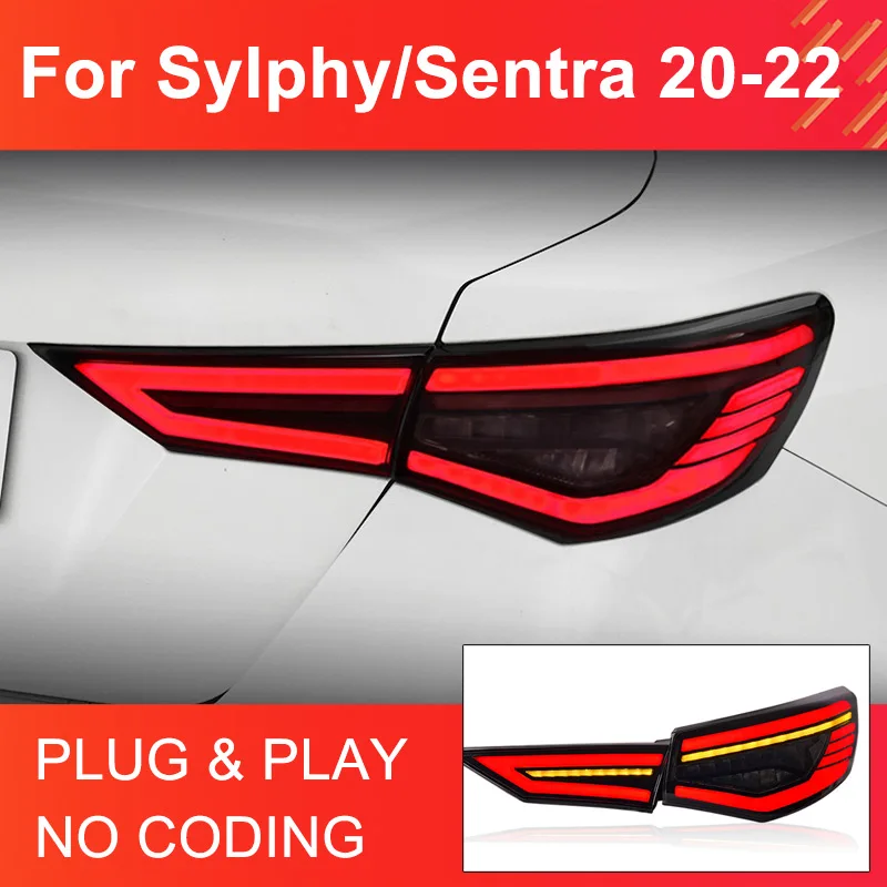 

Задний фонарь в сборе для Sentra Sylphy 2020 2021 2022, задний фонарь с подключением и воспроизведением, задний фонарь с динамическим поворотом, 1 пара