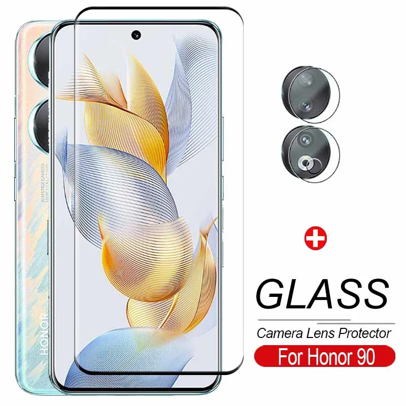 Изогнутое закаленное стекло 9D для Honor 90, защитная пленка для экрана Honor 90, тонкая фотография 6,7 дюйма, защитная пленка для объектива камеры