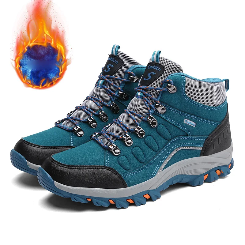 NEW Waterproof Hiking Boots Men Women Outdoor Trekking Sneakers High Top Winter Plush Casual Shoes Durable Couple Trail Shoes