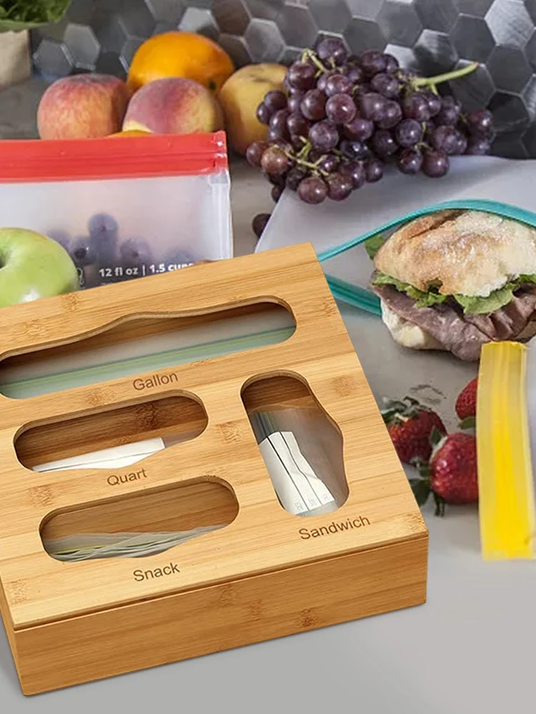 

Ziplock Bag Storage Container Bamboo Food Storage Bag HolderZiplock Bag Storage Organizer For Drawer Keep Kitchen Tidy Practical