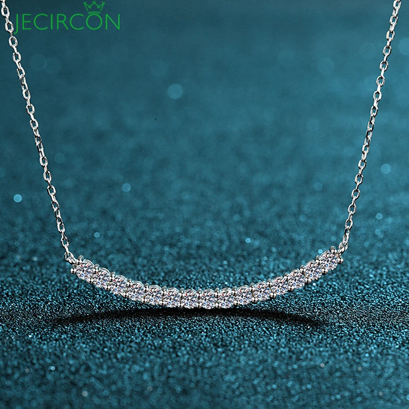

JECIRCON New 0.45/0.9ct Moissanite Necklace for Women 925 Sterling Silver Smile Pendant Necklace Plated White Gold Fine Jewelry