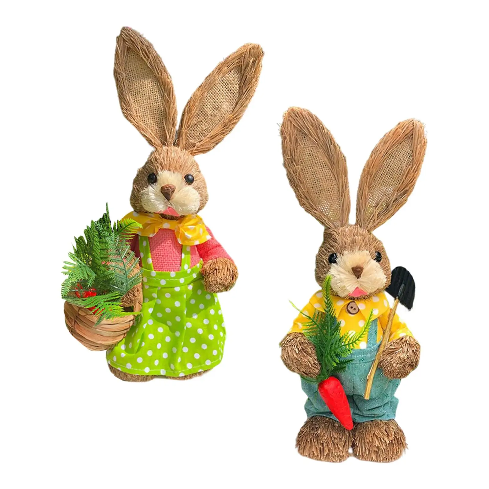

Cute Straw Bunny Figurine Artificial Animal Sculpture Animal Figurines Art Crafts Photo Props for Home Party Decor Holiday Gifts