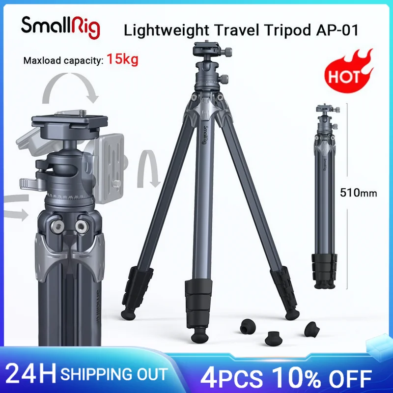 Фото Легкий дорожный штатив SmallRig для цифровой зеркальной камеры, компактная конструкция, шаровая Головка 360 °, быстрая пластина для Sony, Canon, Nikon 3987 №1