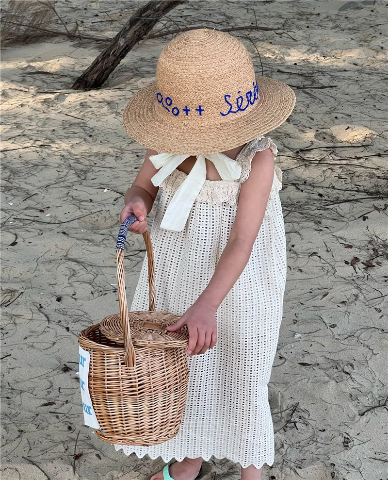 

Детское кружевное платье на бретельках, летнее платье в Корейском стиле для маленьких девочек, 2023