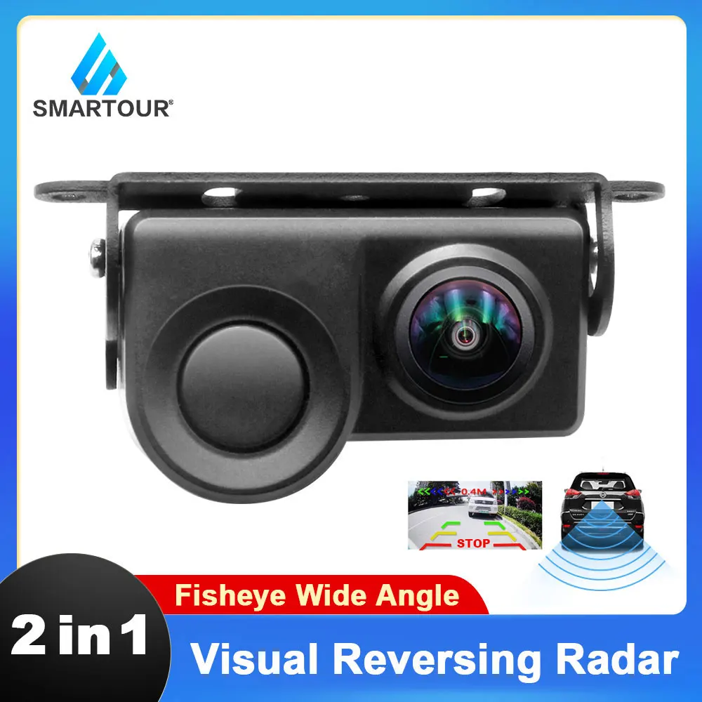 

2 in 1 Car Rear View Camera Car Reversing Rearview Backup Camera with Buzzer and Radar Sensor Angle Car Parking Assistance