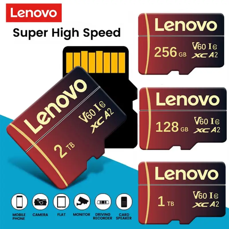 Высокоскоростная SD-карта Lenovo 2 ТБ Micro TF SD U3 1 A2 TF-карта 512 ГБ для камеры UAV SD-адаптер