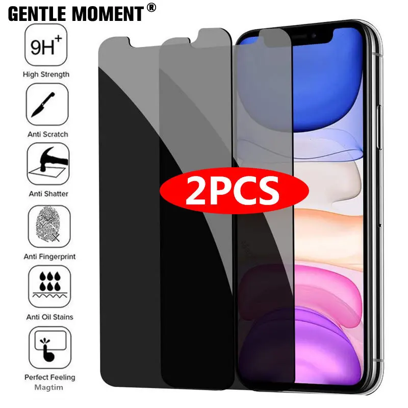 

GENTLE MOMENT 2Pcs Privacy Screen For iPhone 14 13 12 11 Pro Max Mini X XS XR 7 8 Plus SE Tempered Glass For iPhone 11 14 12 13