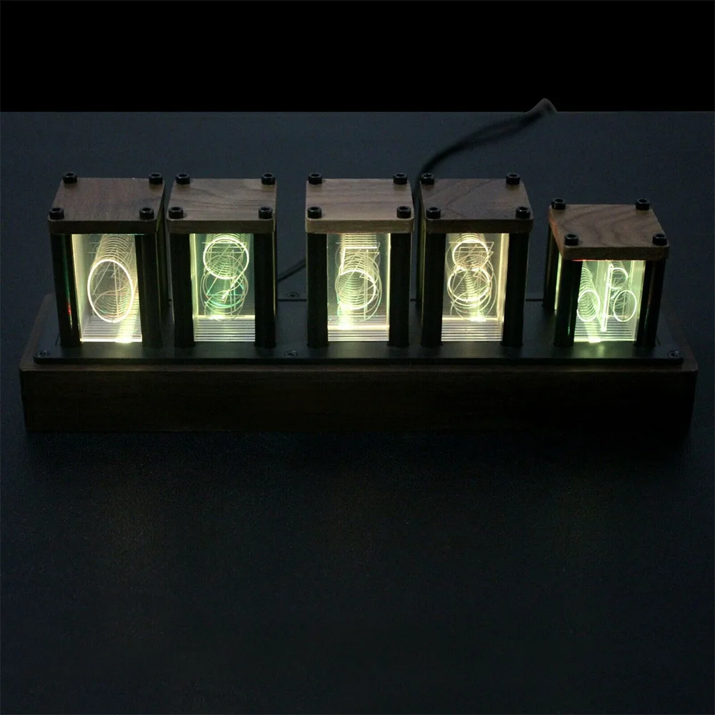 

1PC Nixie Tube Clock Creative Variable RGB Color Clock LED Digital DeskClock Vintage Home Decoration Electronic Digital Clocks
