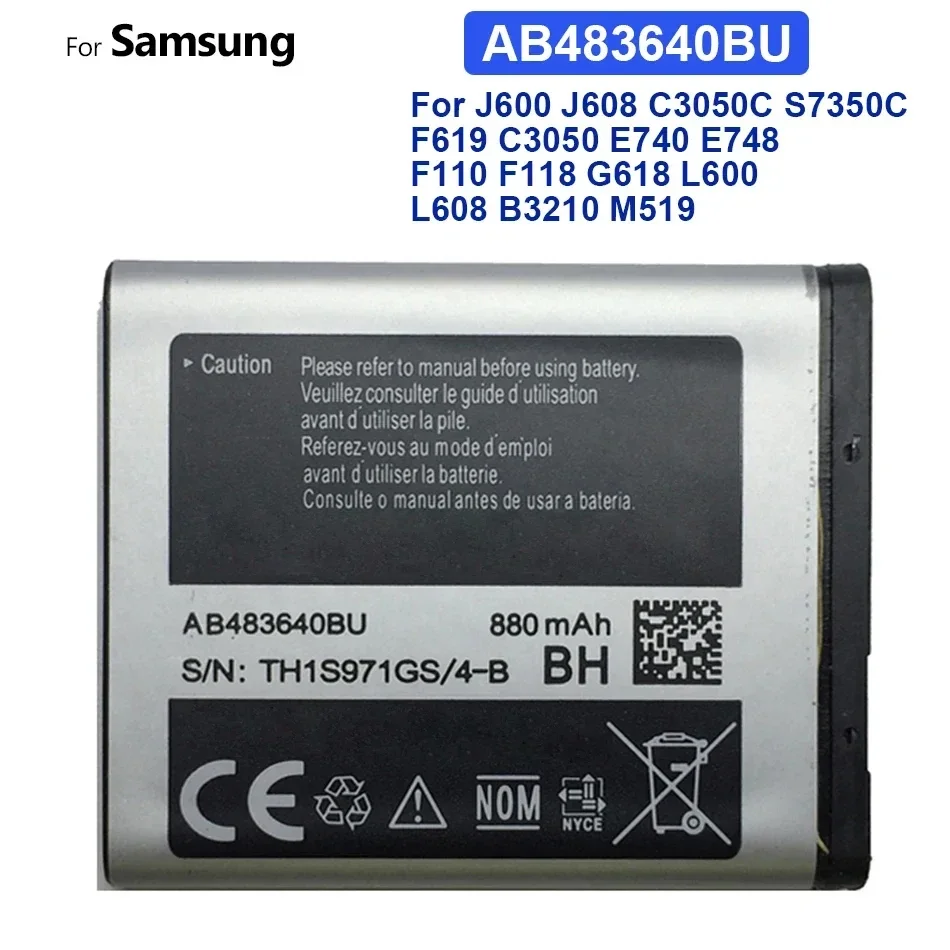 Аккумулятор AB 483640 БУ 880 мАч для Samsung J600 J608 C3050C S7350C F619 C3050 E740 E748 F110 F118 G618 L600 L608 B3210 M519