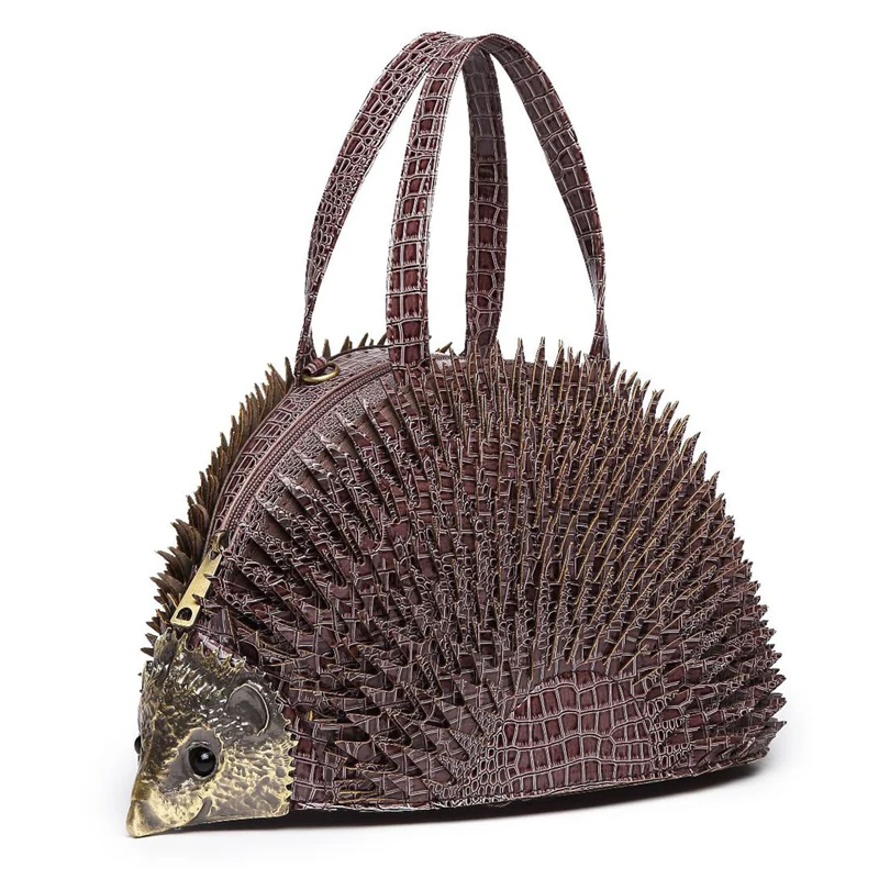 Hedgehog Shape Women Bags Leather Embroidery Handbag Girl Shoulder Bags Cross Messenger Bag Totes Braccialini Style Handmade Art