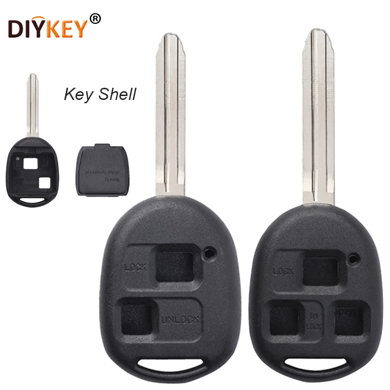 

DIYKEY 10PCS 2/3 Button Remote Car Key Shell Case Fob for Toyota Avensis Corolla Yaris Rav4 Camry Prado TOY41/TOY43 Blade