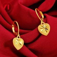 simple fashion heart drop earrings 24k real gold plated peach heart pendants ear buckle for women jewelry