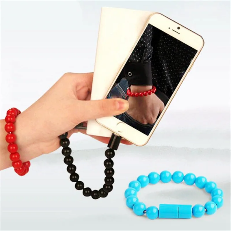

Data Charger Cable Cord Beaded Strand Bracelet Women Men USB Type C for iPhone 11 12 X Samsung Android Creative