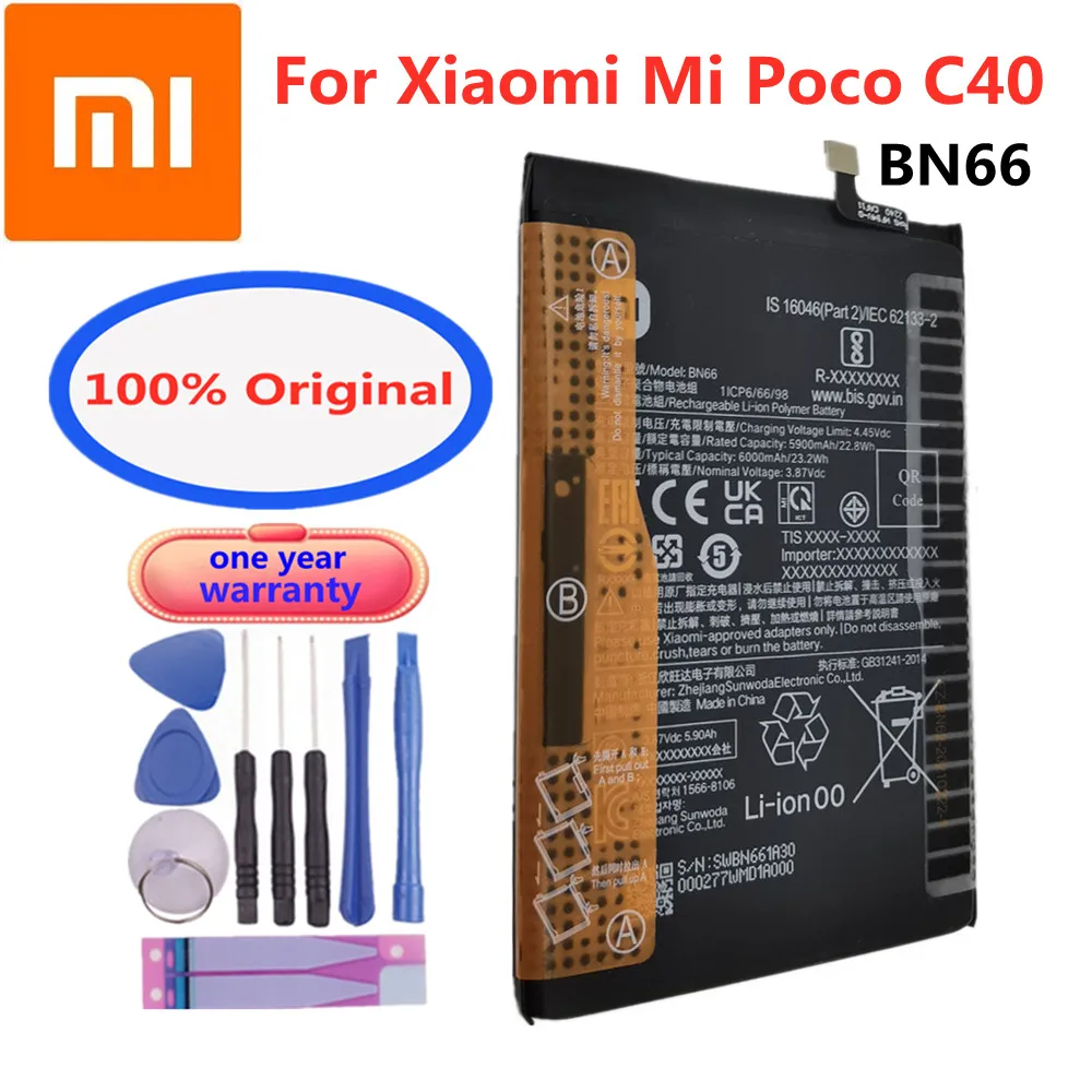 

Высококачественный сменный аккумулятор BN66 6000 мАч для телефона Xiaomi Mi POCO C40, оригинальный аккумулятор